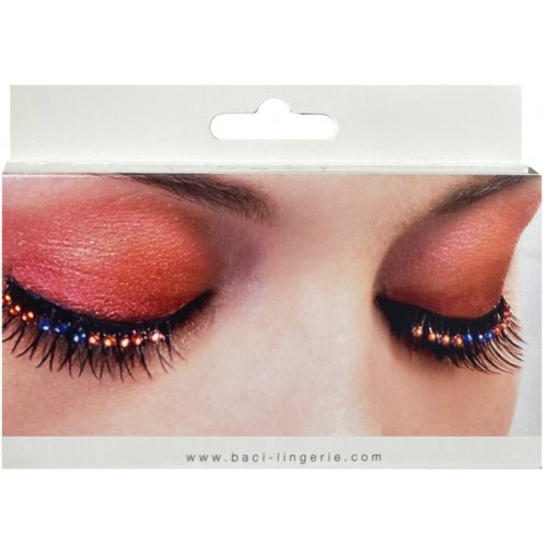 Накладные ресницы с красными и голубыми стразами Baci
