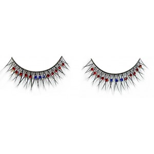 Накладные ресницы с красными и голубыми стразами Baci