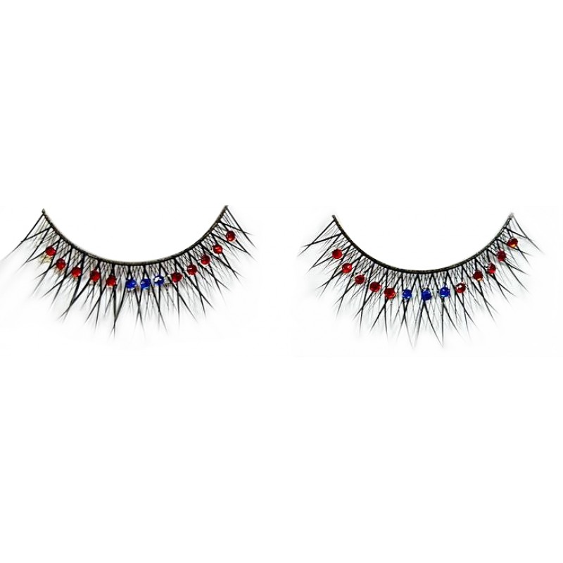 Накладные ресницы с красными и голубыми стразами Baci