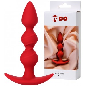 Анальная втулка ToDo by Toyfa Trio, силикон, красная, 16 см, Ø 3,3 см