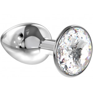 Большая анальная пробка Diamond Clear Sparkle XL серебро Большая анальная пробка Diamond Clear Sparkle XL серебро (иной угол)