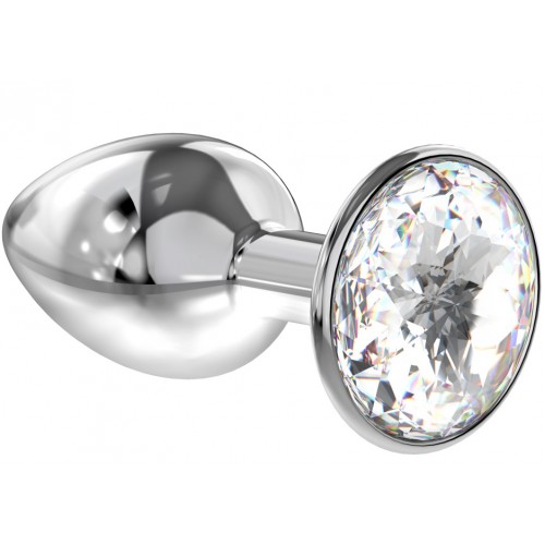 Большая анальная пробка Diamond Clear Sparkle XL серебро