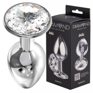 Большая анальная пробка Diamond Clear Sparkle XL серебро