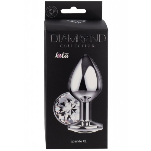 Большая анальная пробка Diamond Clear Sparkle XL серебро