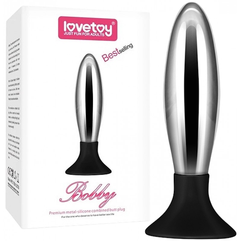 Анальная пробка Bobby серебристо-черная