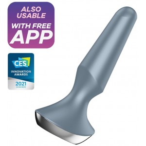 Анальный смарт-стимулятор с вибрацией Satisfyer Plug-ilicious 2 серый Анальный смарт-стимулятор с вибрацией Satisfyer Plug-ilicious 2 серый (иной угол)