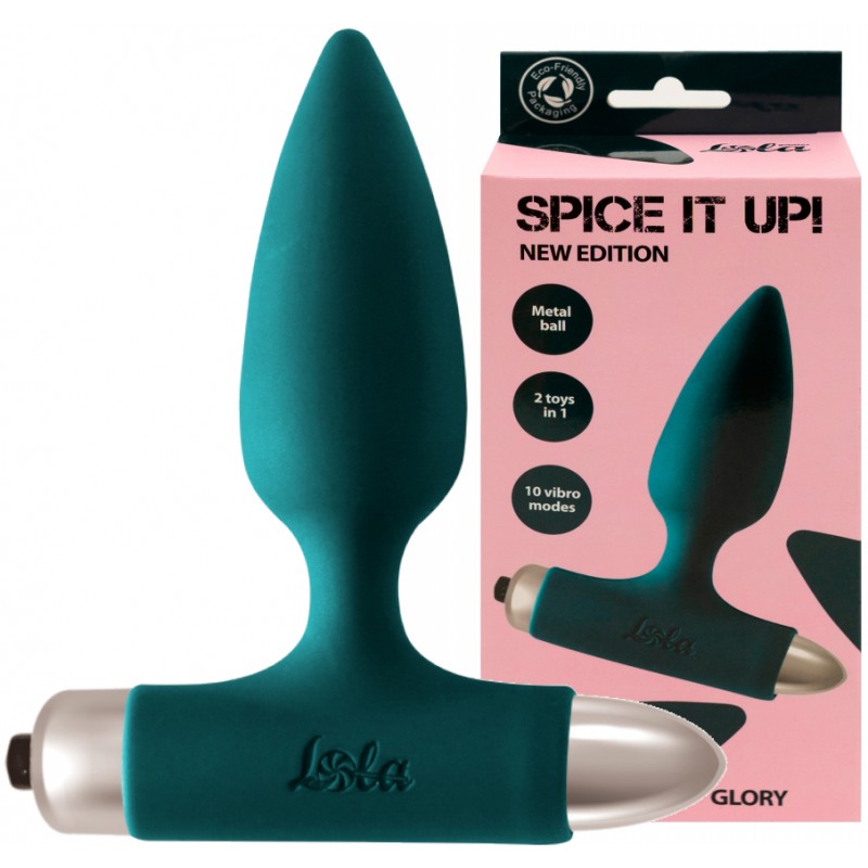 Анальная пробка с вибрацией Spice It Up New Edition Glory зеленая