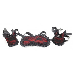 Кружевной БДСМ набор чёрно-красного цвета (иной угол)