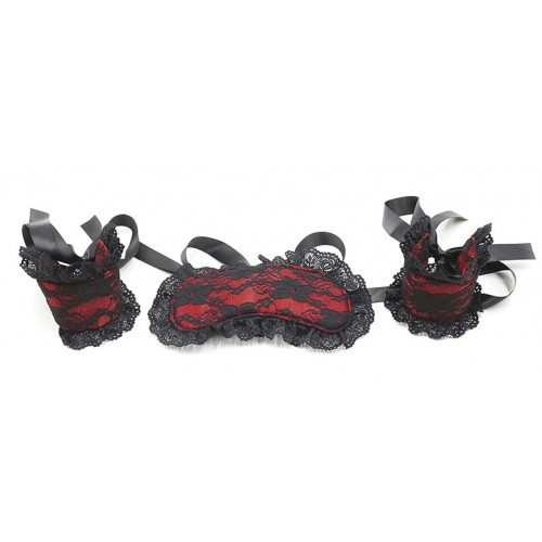 Кружевной БДСМ набор чёрно-красного цвета