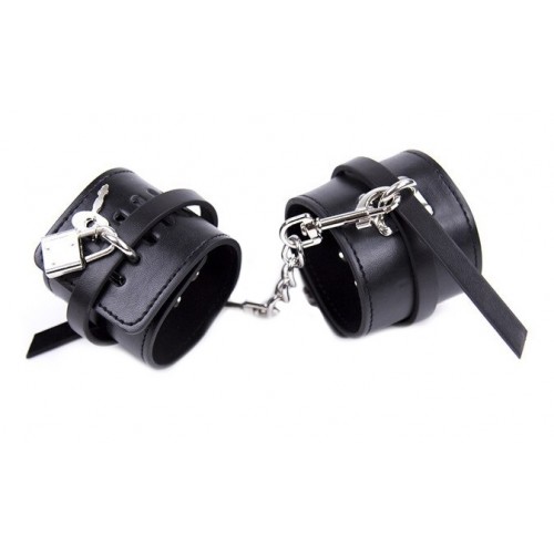 Черные БДСМ-наручники с замочками
