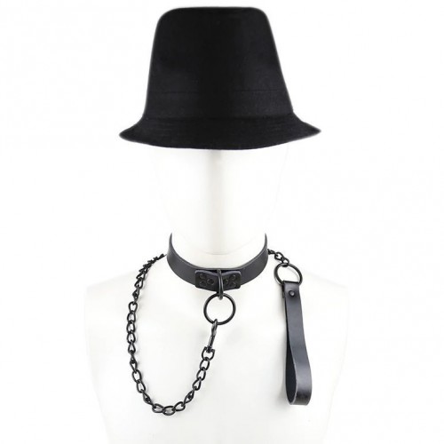 Ошейник из натуральной кожи с поводком