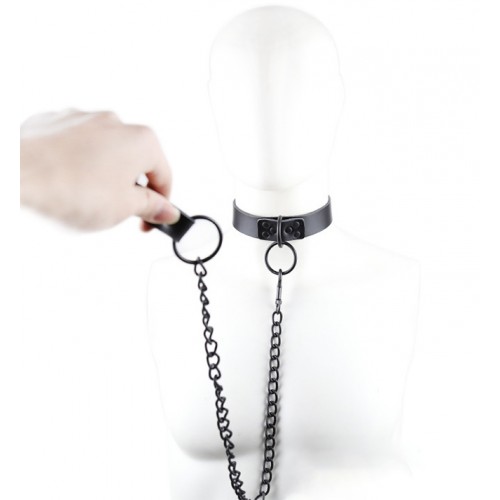 Ошейник из натуральной кожи с поводком