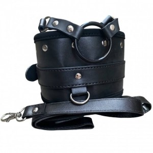 Чёрный широкий ошейник с кольцом (иной угол)