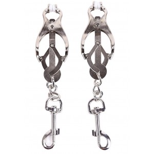 Металлические клипсы на соски с карабинами (иной угол)