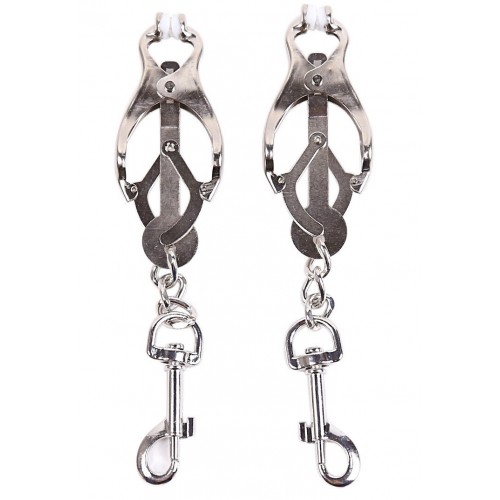 Металлические клипсы на соски с карабинами