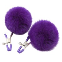 Зажимы для сосков с фиолетовым мехом