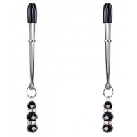 Серебристые зажимы для сосков с бусинами 