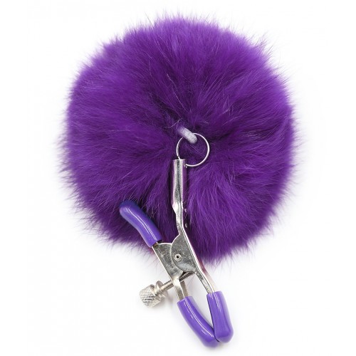 Зажимы для сосков с фиолетовым мехом