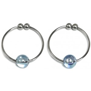 Клипсы-колечки для сосков с голубыми бусинами Silver Nipple Rings