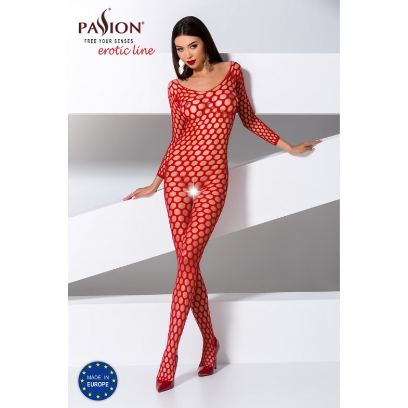 Обольстительный комбинезон сетка красного цвета BS077
