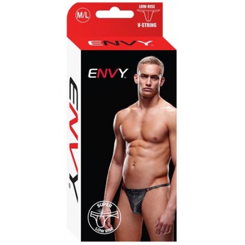 Блестящие мужские V-стринги Envy темно-серые M/L