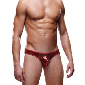 Блестящие мужские трусы-тонги Envy красные S/M