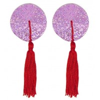 Пэстисы для груди розовые с красными кисточками