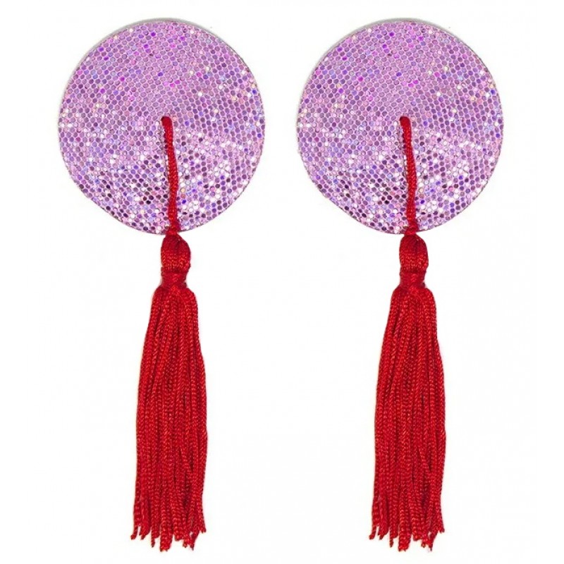 Пэстисы для груди розовые с красными кисточками