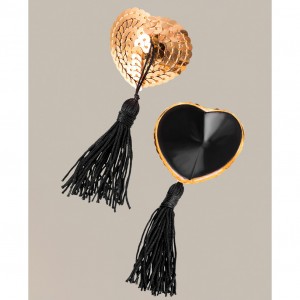 Золотистые пэстисы для груди с пайетками (иной угол)