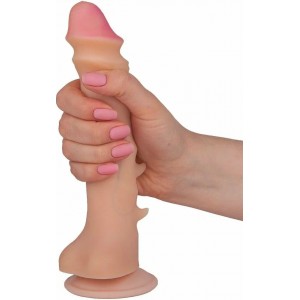 Фаллоимитатор из киберкожи Real Standard со стимулирующими лепестками 21 см (иной угол)