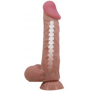 Реалистичный фаллоимитатор с эффектом двойной кожи мулат Pretty Love Sliding Skin Mendel 24 см (иной угол)