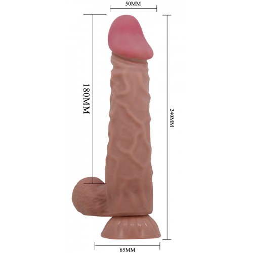 Реалистичный фаллоимитатор с эффектом двойной кожи мулат Pretty Love Sliding Skin Mendel 24 см