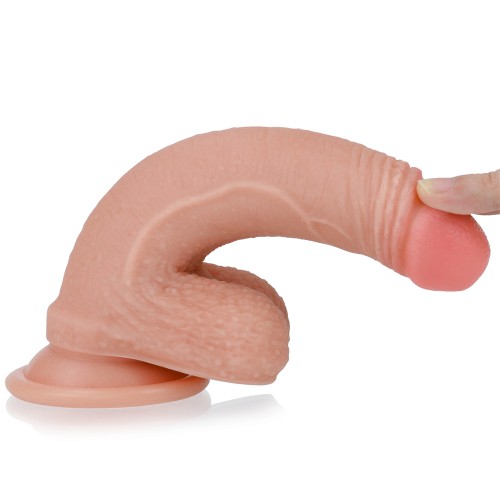 Реалистичный фаллоимитатор на присоске с мошонкой Dual-Layered Silicone Cock 18 см