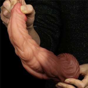 Фаллоимитатор с ярко выраженным рельефом и градиентом Lovetoy Silicone Cock 25 см (иной угол)