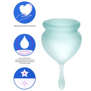 Набор менструальных чаш Satisfyer Feel Good, салатовый (иной угол)