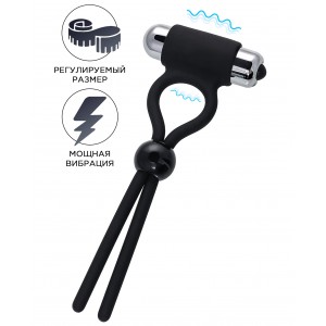 Лассо на пенис A-toys by TOYFA Ect, силикон, черное, 14 см (иной угол)