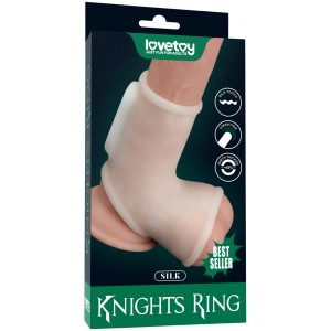Гладкая вибронасадка на пенис и мошонку Vibrating Silk Knights Ring with Scrotum Sleeve