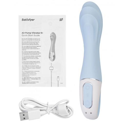 Расширяющийся смарт-вибратор с рельефной головкой Satisfyer Air Pump Vibrator 5 голубой