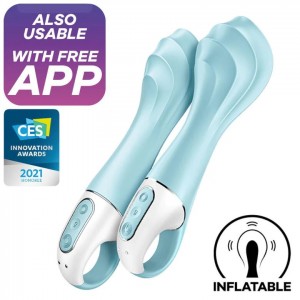 Расширяющийся смарт-вибратор с рельефной головкой Satisfyer Air Pump Vibrator 5 голубой Расширяющийся смарт-вибратор с рельефной головкой Satisfyer Air Pump Vibrator 5 голубой (иной угол)