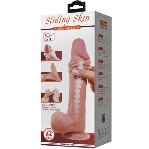 Реалистичный фаллоимитатор с эффектом двойной кожи мулат Pretty Love Sliding Skin Mendel 24 см