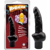 Реалистичный черный вибратор Obsidian с мошонкой 19 см