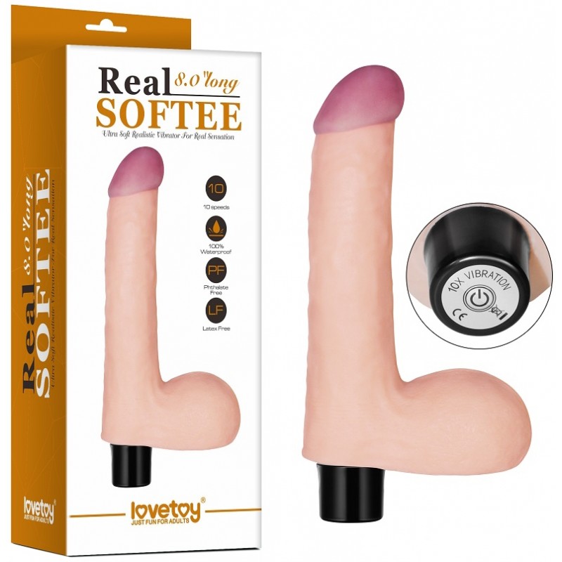 Вибратор с мошонкой Real Softee 14 см