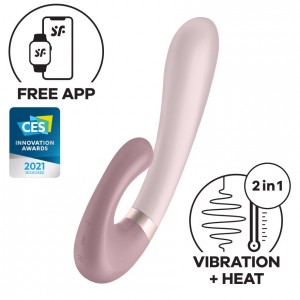 Смарт-вибратор со стимулятором клитора и функцией нагрева Satisfyer Heat Wave Mauve (иной угол)