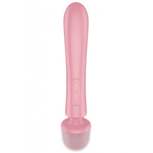 Двусторонний вибратор с клиторальным стимулятором Wand + Rabbit Satisfyer Triple Lover Pink