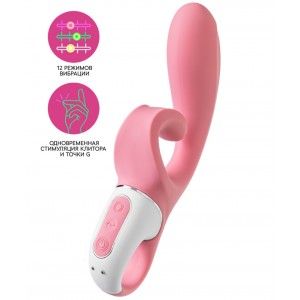 Вибратор-кролик с гибким клиторальным отростком Satisfyer Hug Me Pink Вибратор-кролик с гибким клиторальным отростком Satisfyer Hug Me Pink (иной угол)