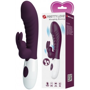 Вибратор с клиторальным стимулятором Pretty Love Naughty Bunny