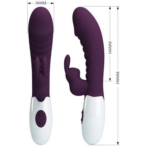 Вибратор с клиторальным стимулятором Pretty Love Naughty Bunny