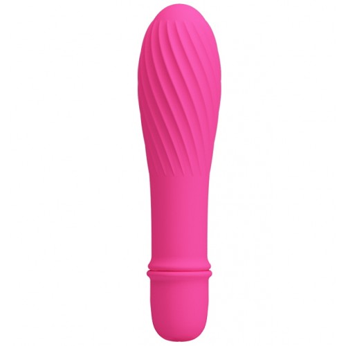 Классический мини вибратор с ребристой поверхностью Solomon розовый