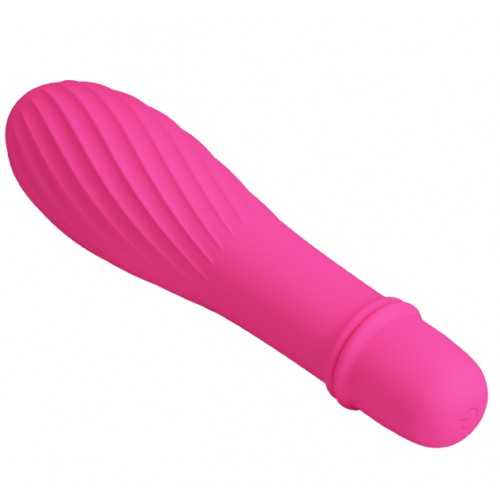 Классический мини вибратор с ребристой поверхностью Solomon розовый