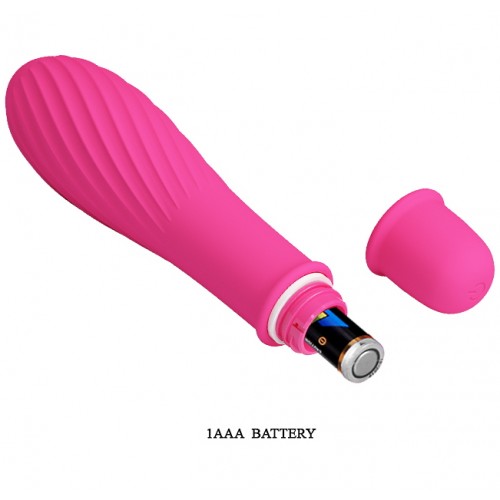 Классический мини вибратор с ребристой поверхностью Solomon розовый